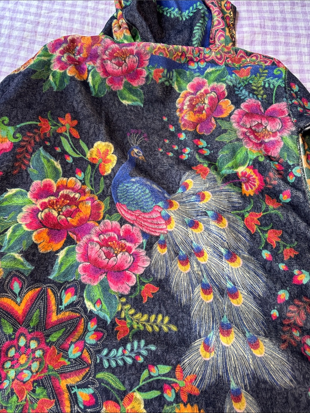 Johnny Was Floral Hooded Sherpa Jacket - Picture 7 of 7